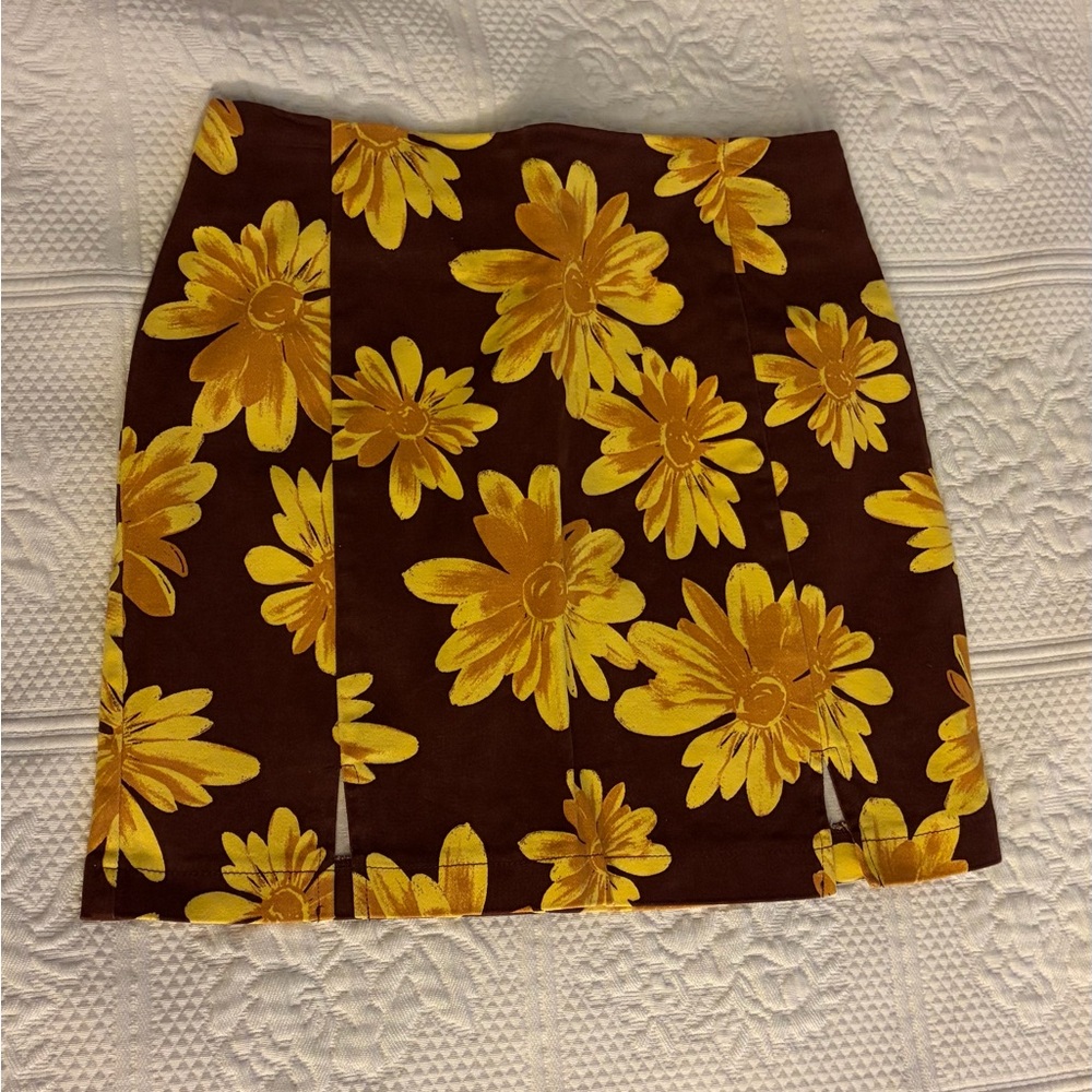 Yellow Floral Mini Skirt